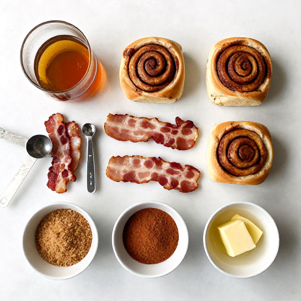 Raw ingredients for Bourbon Maple Bacon Cinnamon Rolls