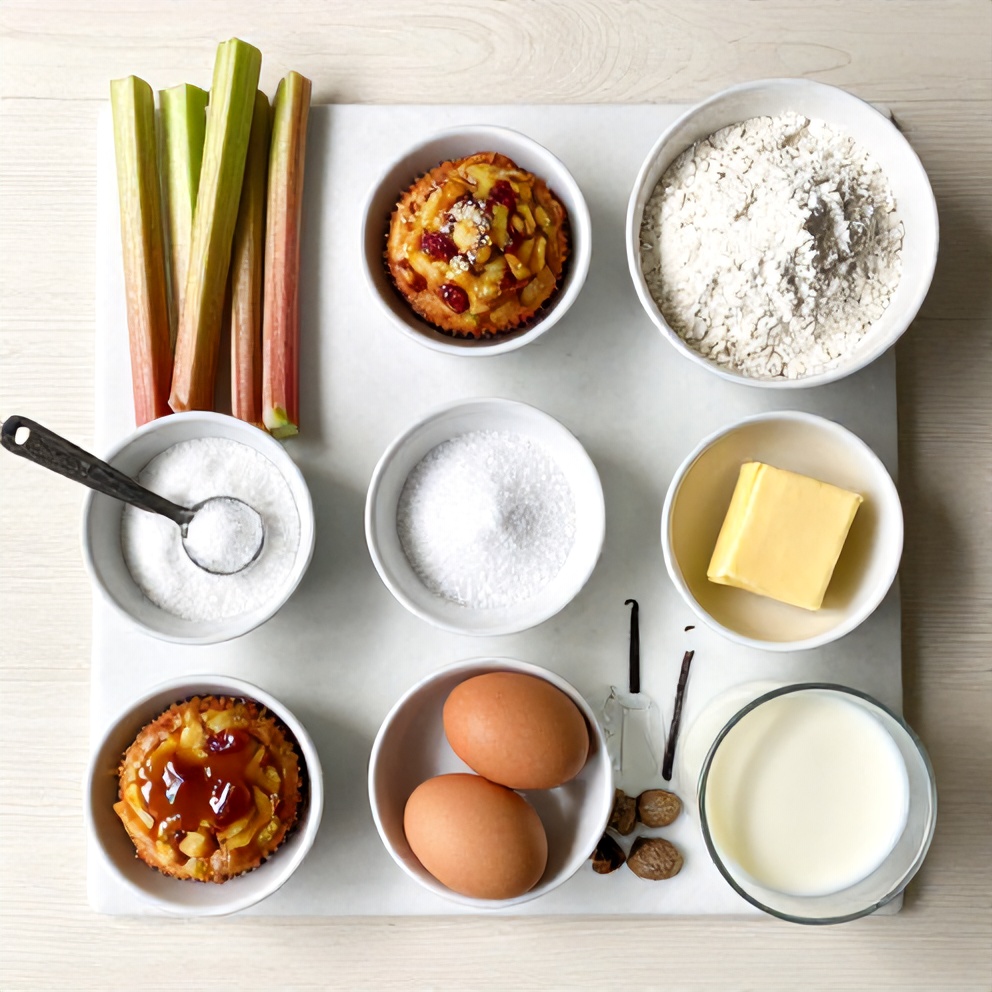 Ingredients for Caramelized Rhubarb Muffins