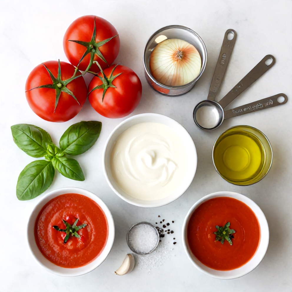 Ingredients for Chilled Roasted Tomato Basil Soup