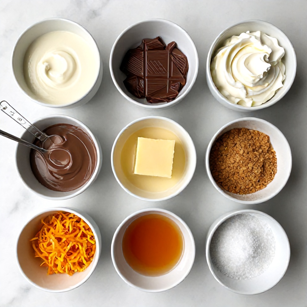 Raw ingredients for Chocolate Orange Cheesecake