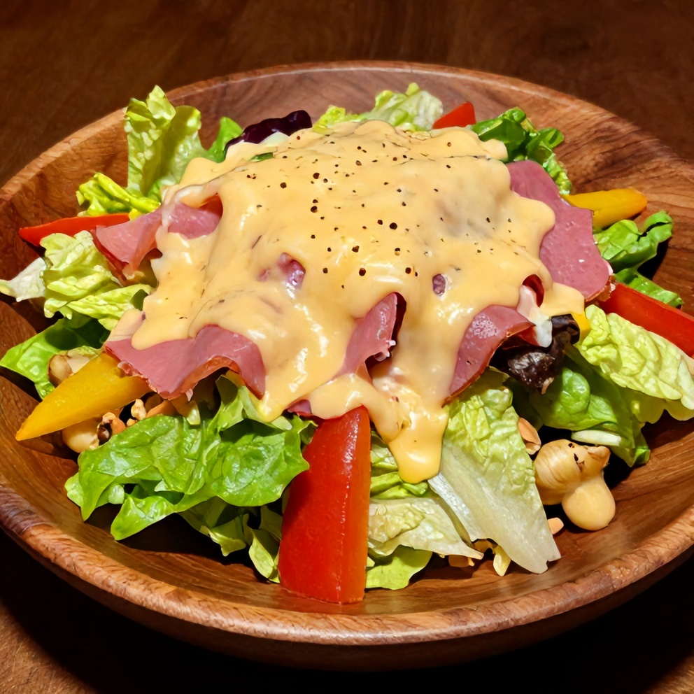 Plated Classic Columbia 1905 Salad with Ham and Swiss Cheese