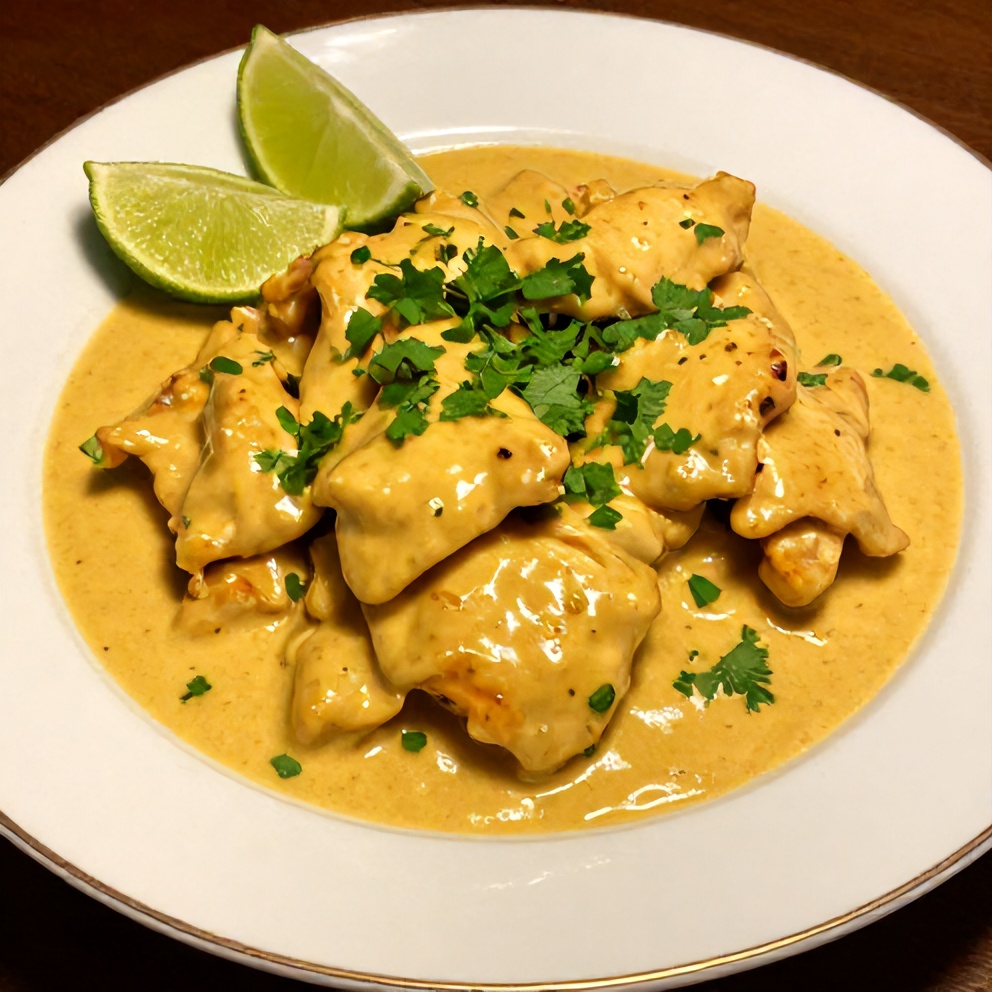 Plated Creamy Ají Amarillo Chicken with Easy Pan Sauce