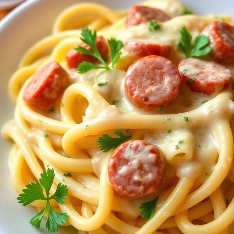 Creamy Alfredo Pasta with Italian Sausage