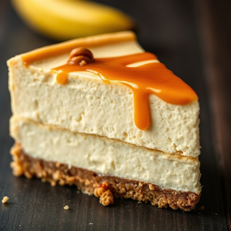 Creamy Banana Caramel Nut Cheesecake