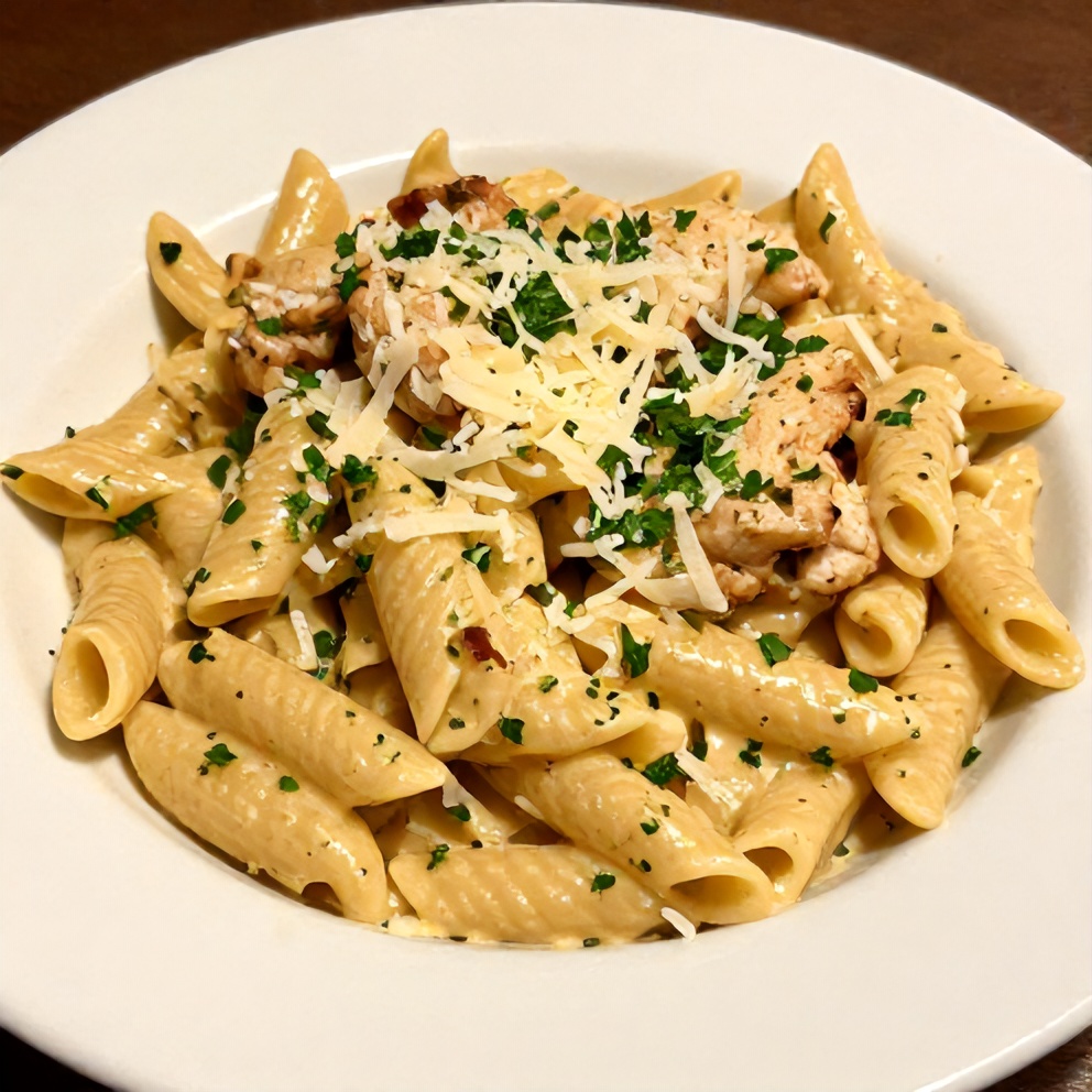 Plated Creamy Cajun Chicken Pasta