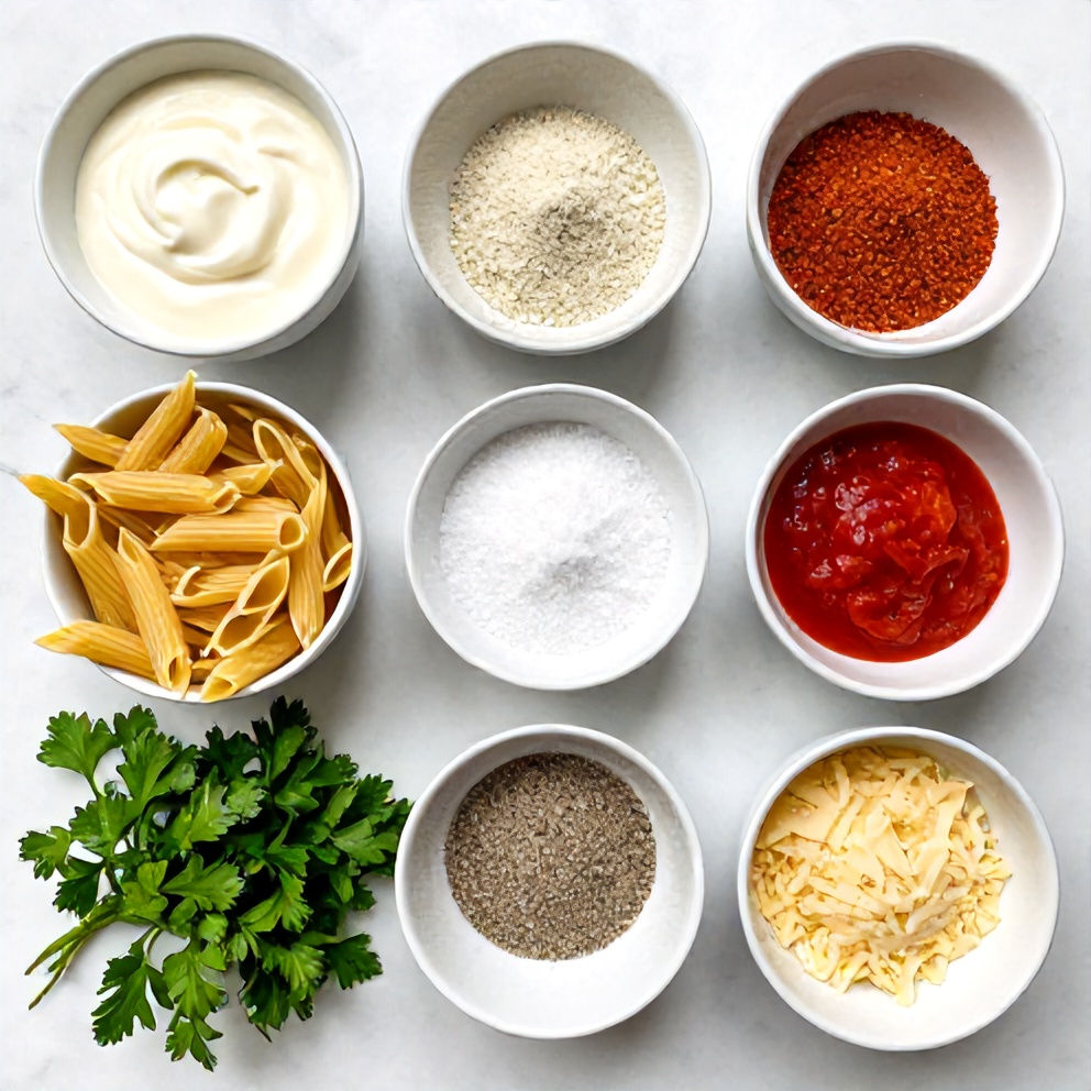 Raw ingredients for Cajun Chicken Pasta