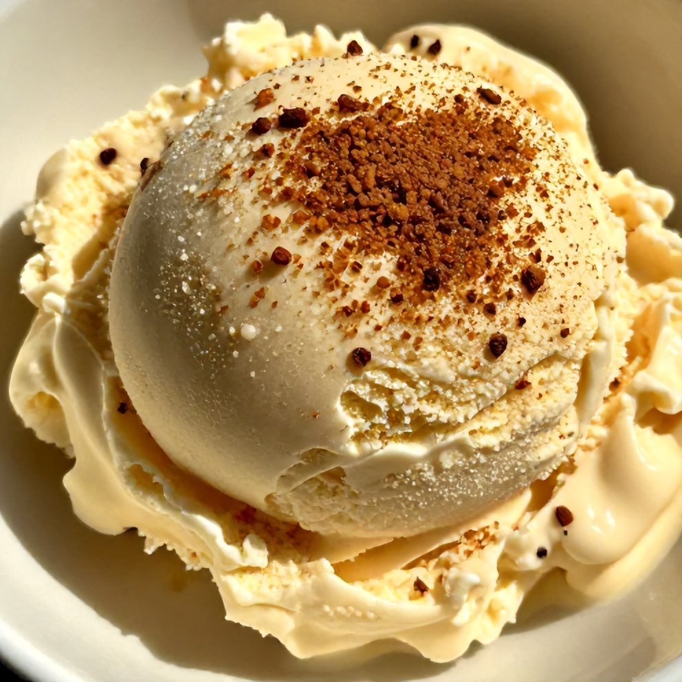 Plated Serving of Creamy Carrot Cake Ice Cream