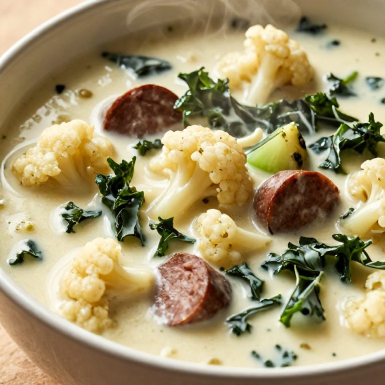 Creamy Cauliflower Sausage Kale Soup