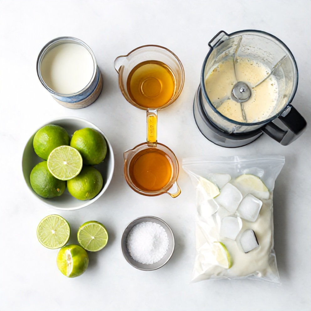 Raw ingredients for Coconut Key Lime Pie Smoothie
