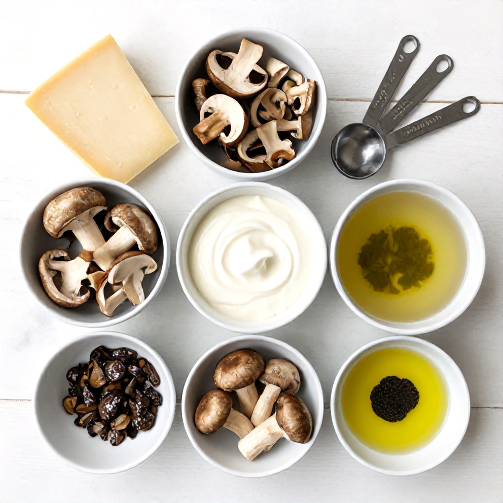 Raw Ingredients for Gorgonzola Truffle Mushroom Sauce