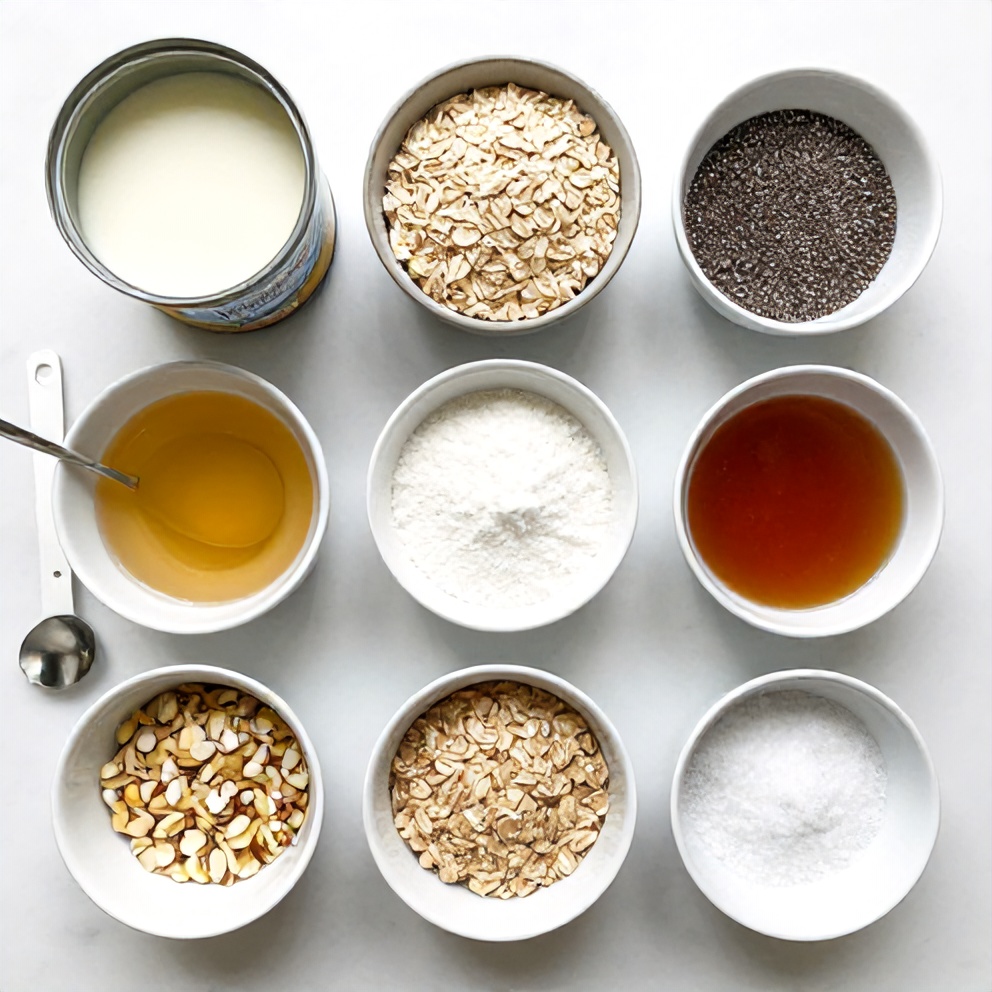 Raw ingredients for Pandan Coconut Overnight Oats