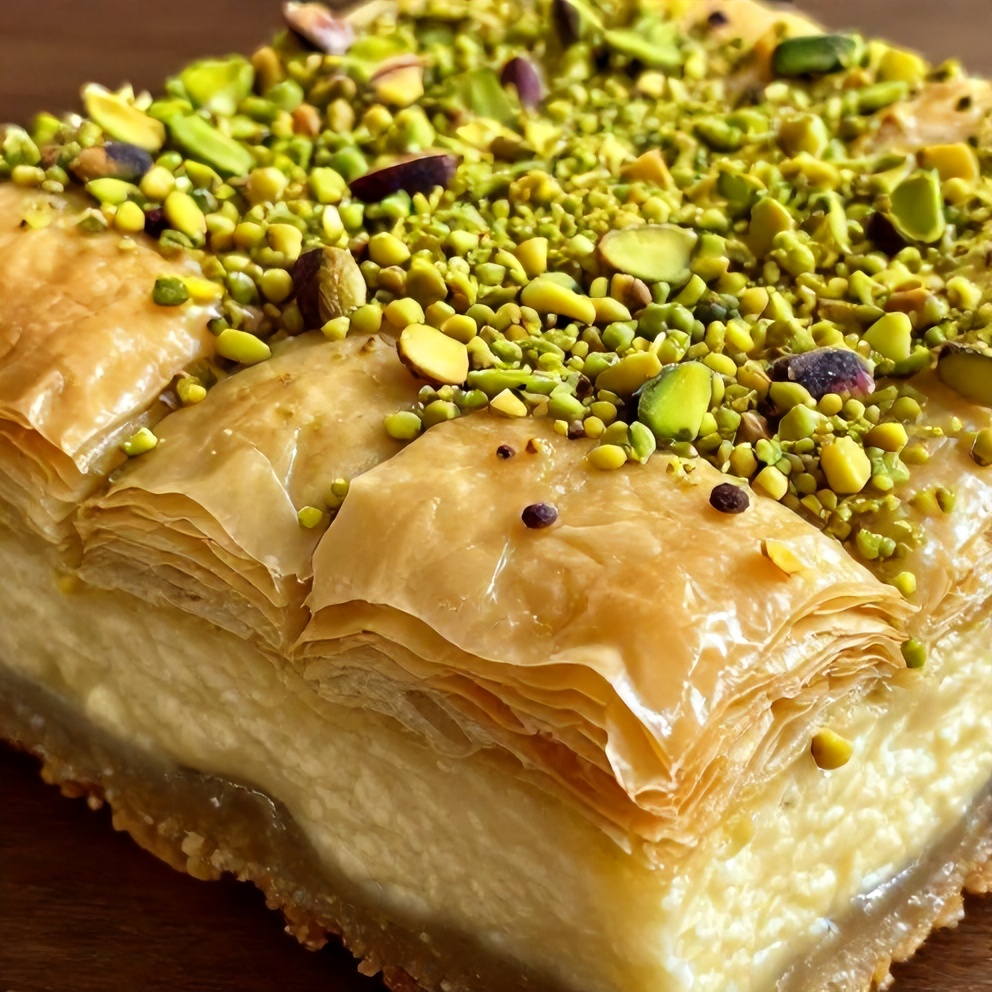 Creamy Pistachio Baklava Cheesecake