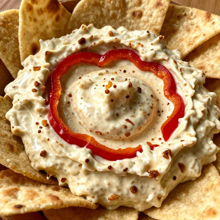 creamy roasted red pepper and garlic dip