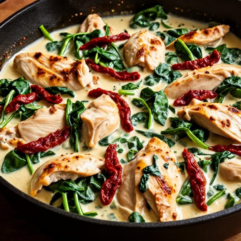 Creamy Sun-Dried Tomato Chicken Skillet with Spinach