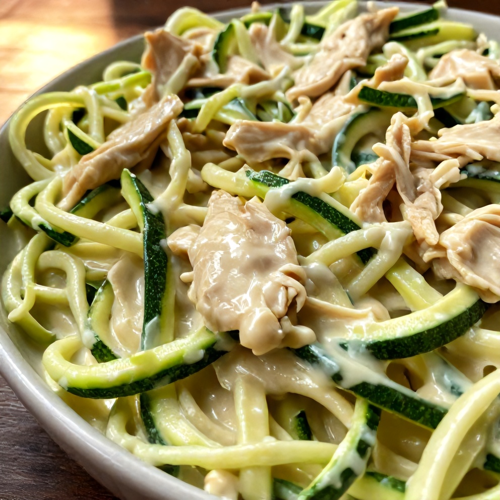 Creamy Zucchini Noodle Chicken Alfredo