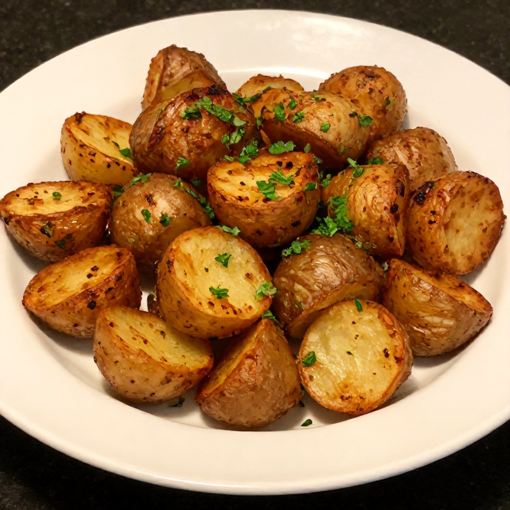 Crispy Air Fryer Smashed Potatoes Close-Up