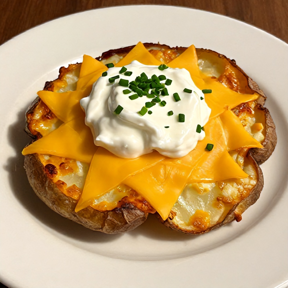 Plated crispy baked potato skins