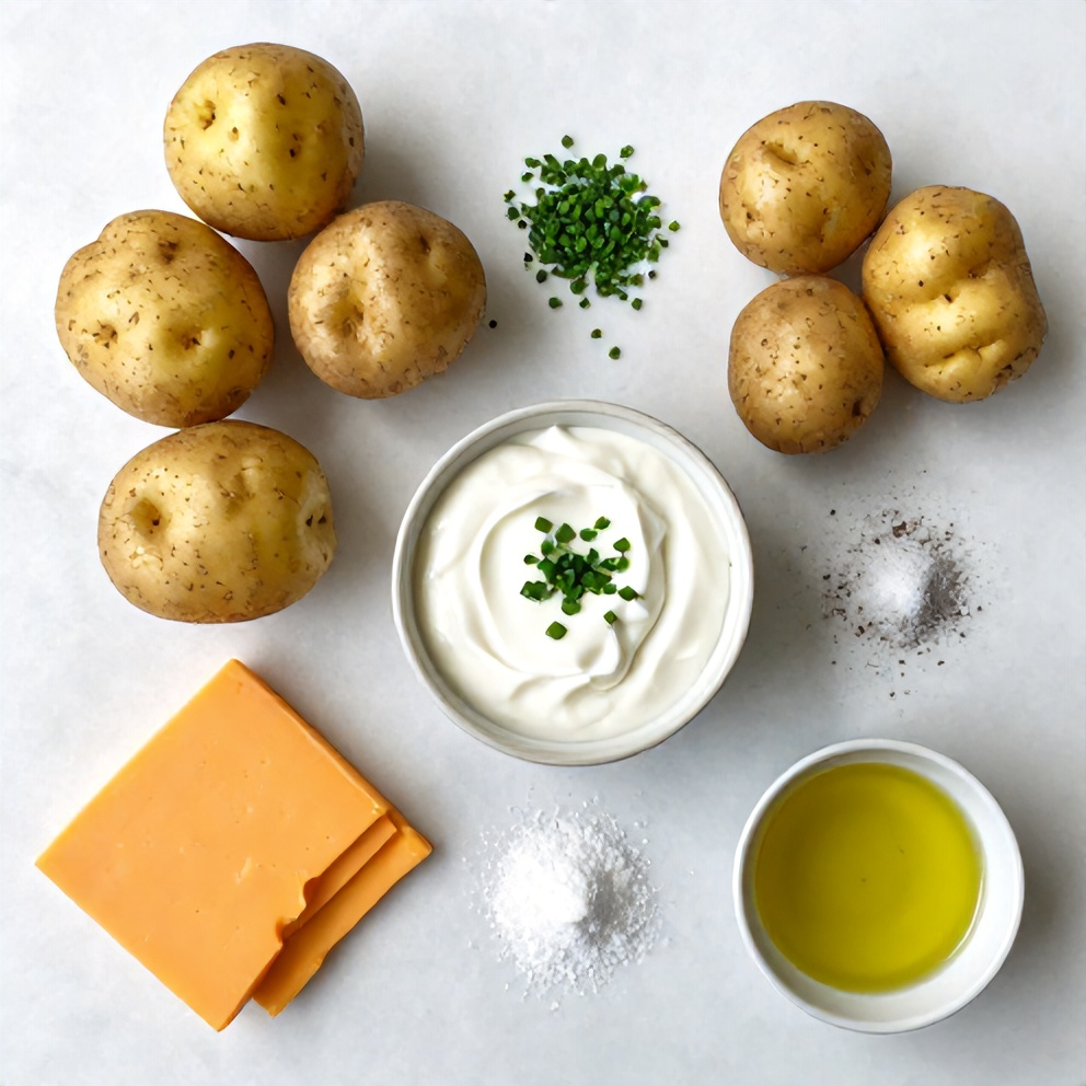 Raw ingredients for crispy baked potato skins