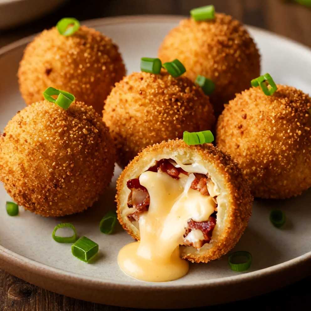 Plated Buffalo Chicken Bacon Mozzarella Bombs on a rustic plate