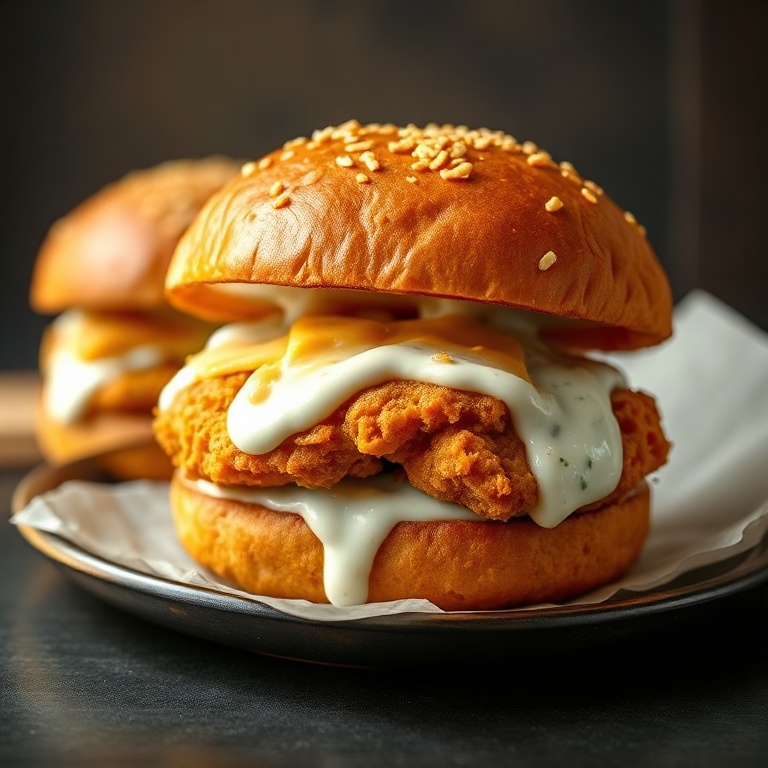 Crispy Cheddar Ranch Chicken Burgers