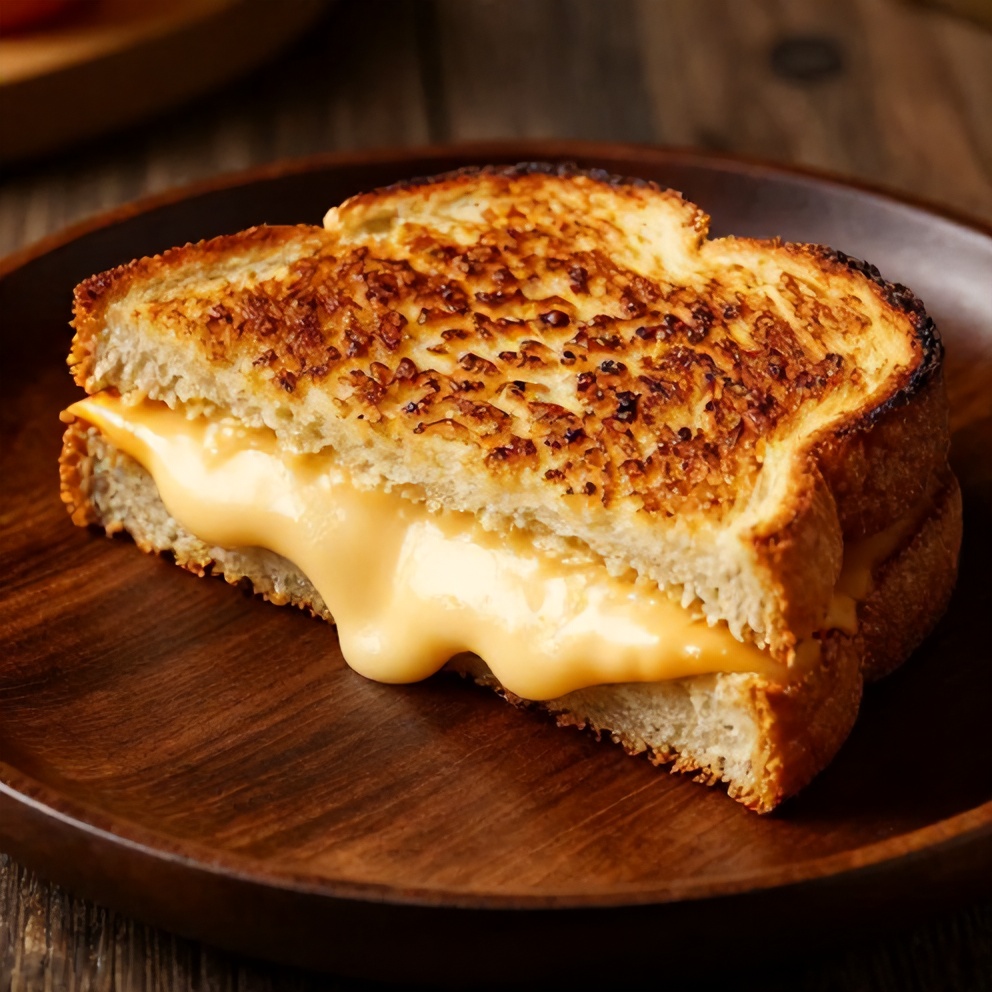 Crispy garlic bread grilled cheese sandwich on a plate