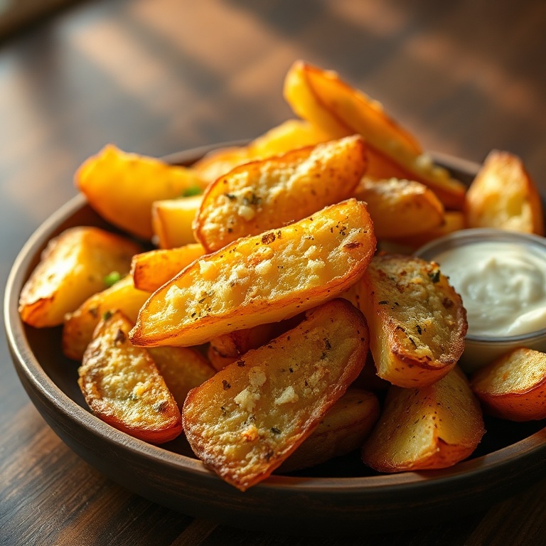 Crispy Garlic Parmesan Baked Potato Wedges