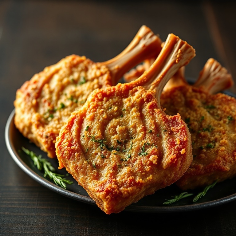 Crispy Garlic Parmesan Fried Lamb Chops