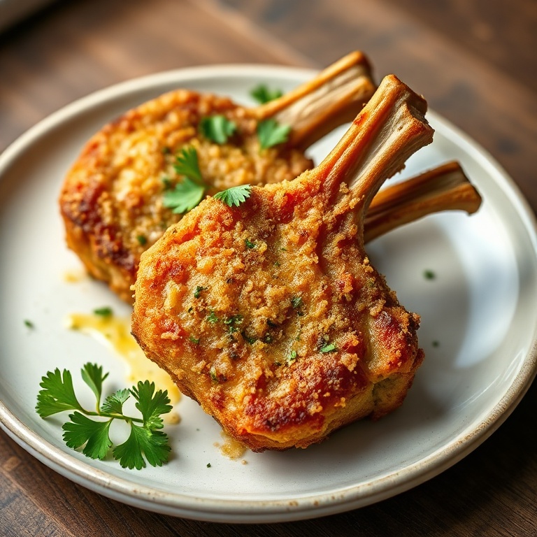 Crispy Garlic Parmesan Fried Lamb Chops