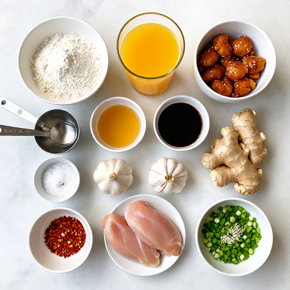 Raw ingredients for Crispy Gluten-Free Orange Chicken