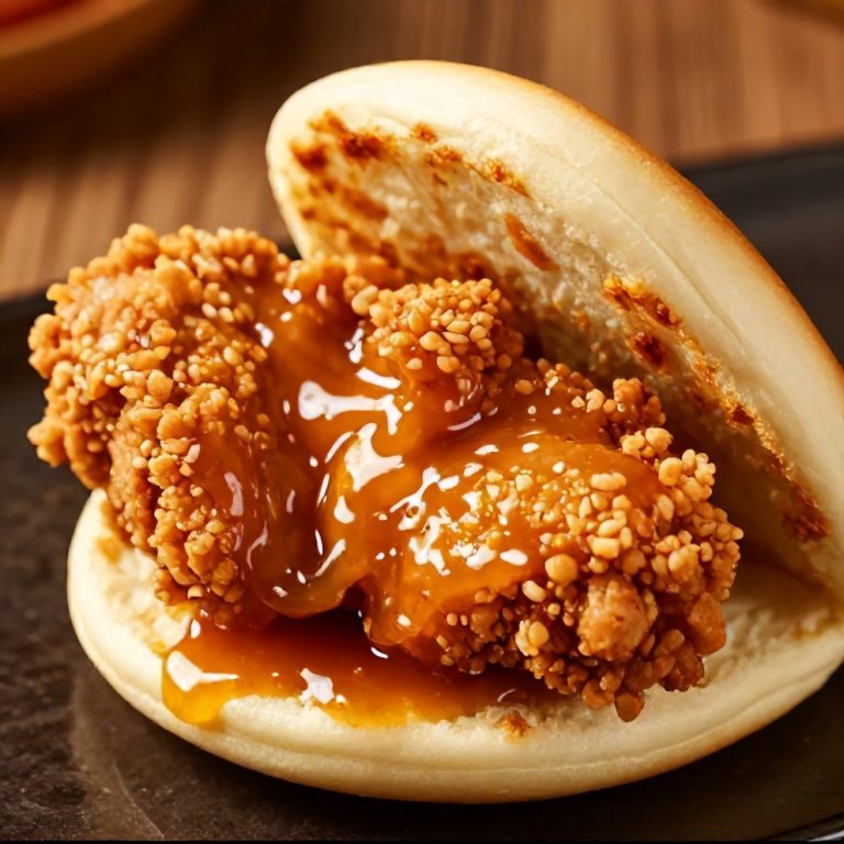 crispy honey garlic chicken bao buns