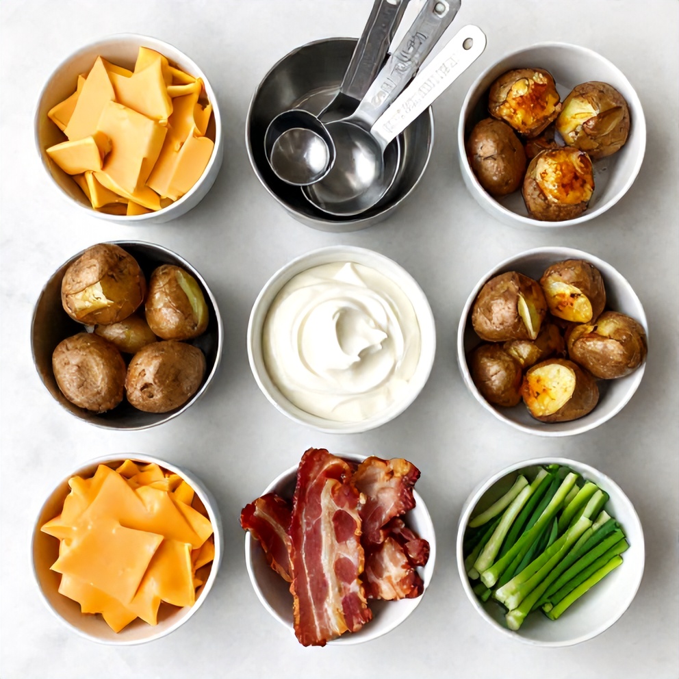 Raw Ingredients for Crispy Loaded Baked Potatoes