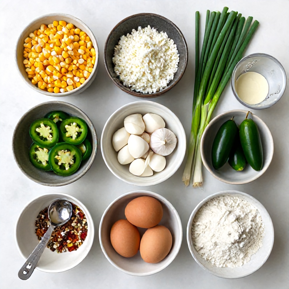 Raw ingredients for Mexican Street Corn Fritters