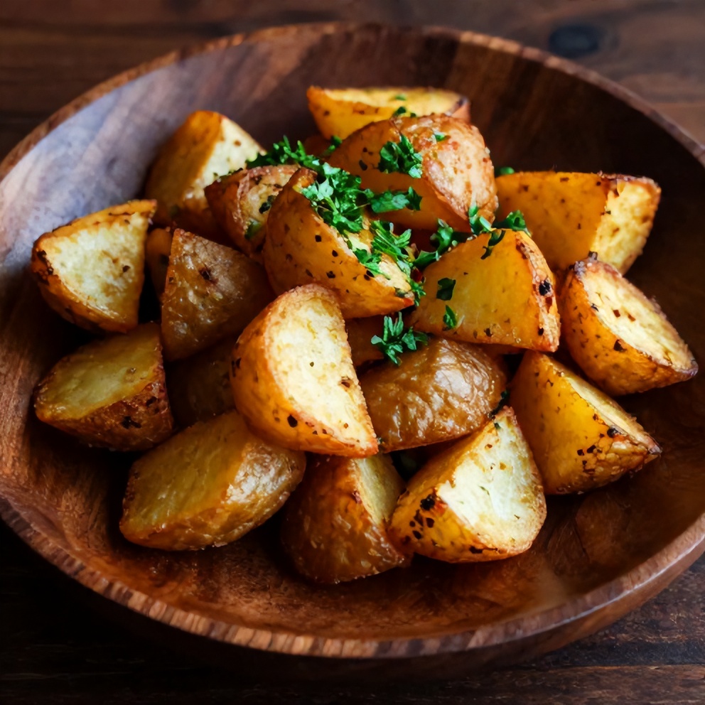 Crispy Ranch Potatoes on a plate with a garnish of chopped parsley