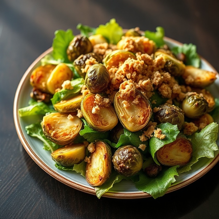 Crispy Roasted Brussels Sprouts Caesar Salad