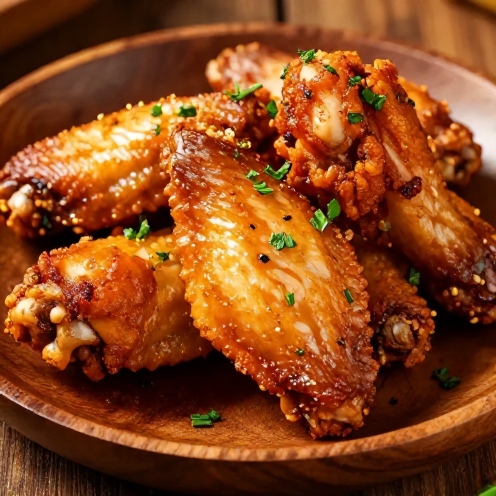 Plated Crispy Spicy Oven Baked Chicken Wings