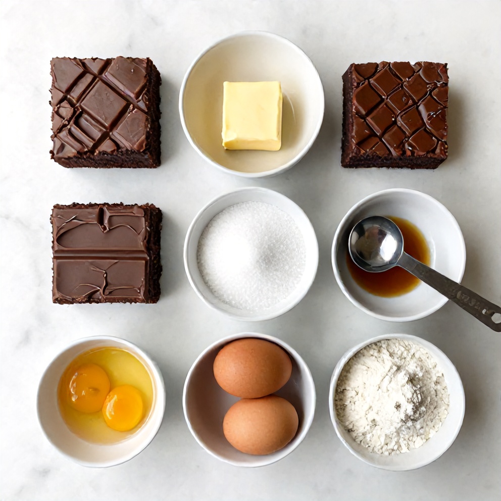 Raw ingredients for Dr Pepper Brownies laid out