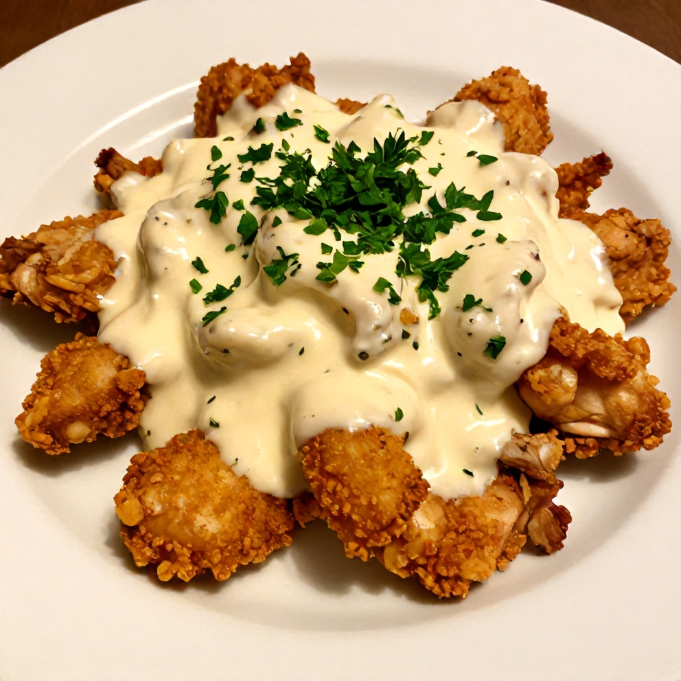 Plated easy baked sour cream and onion chicken with parsley garnish