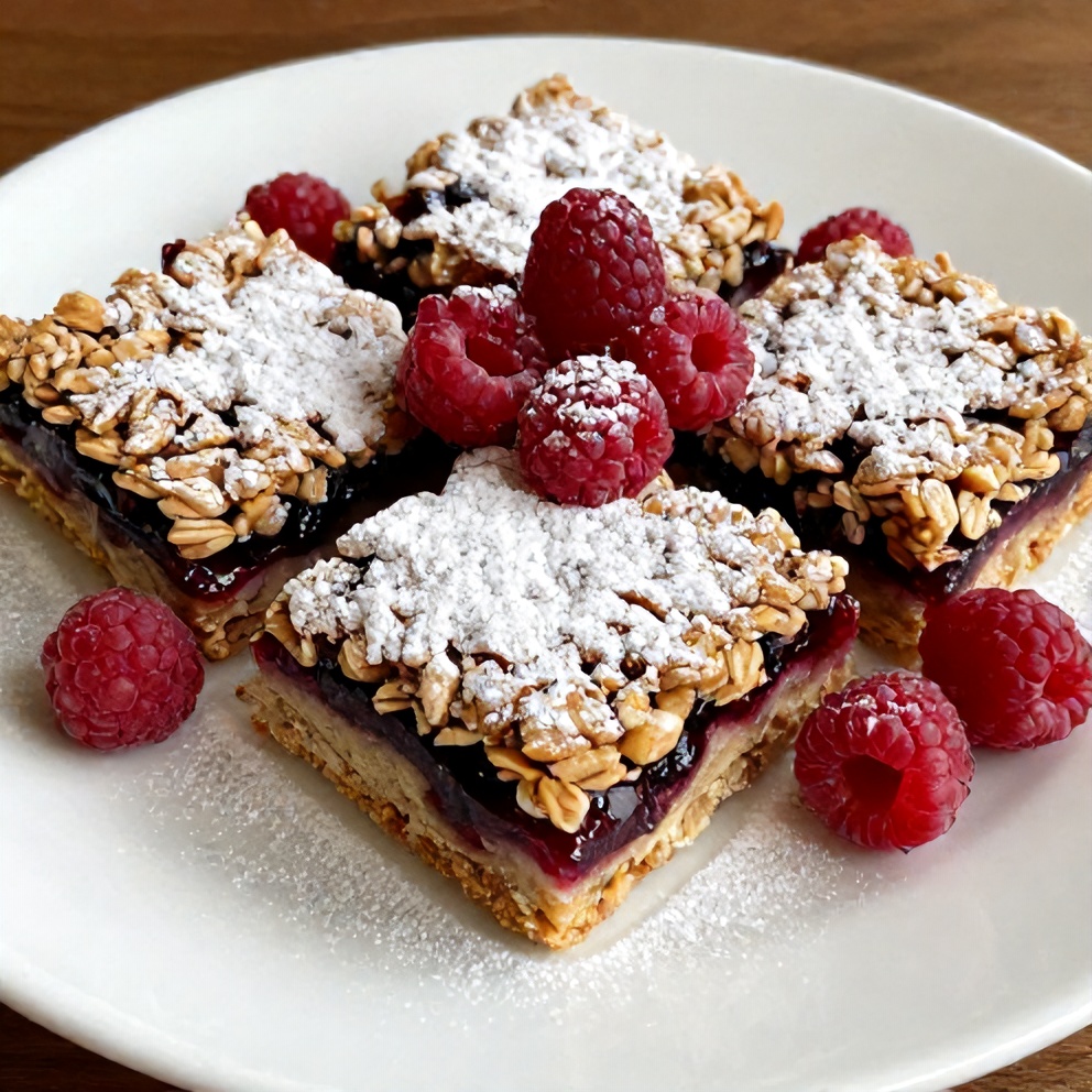 Plated Berry Oat Bars with Raspberry Preserves