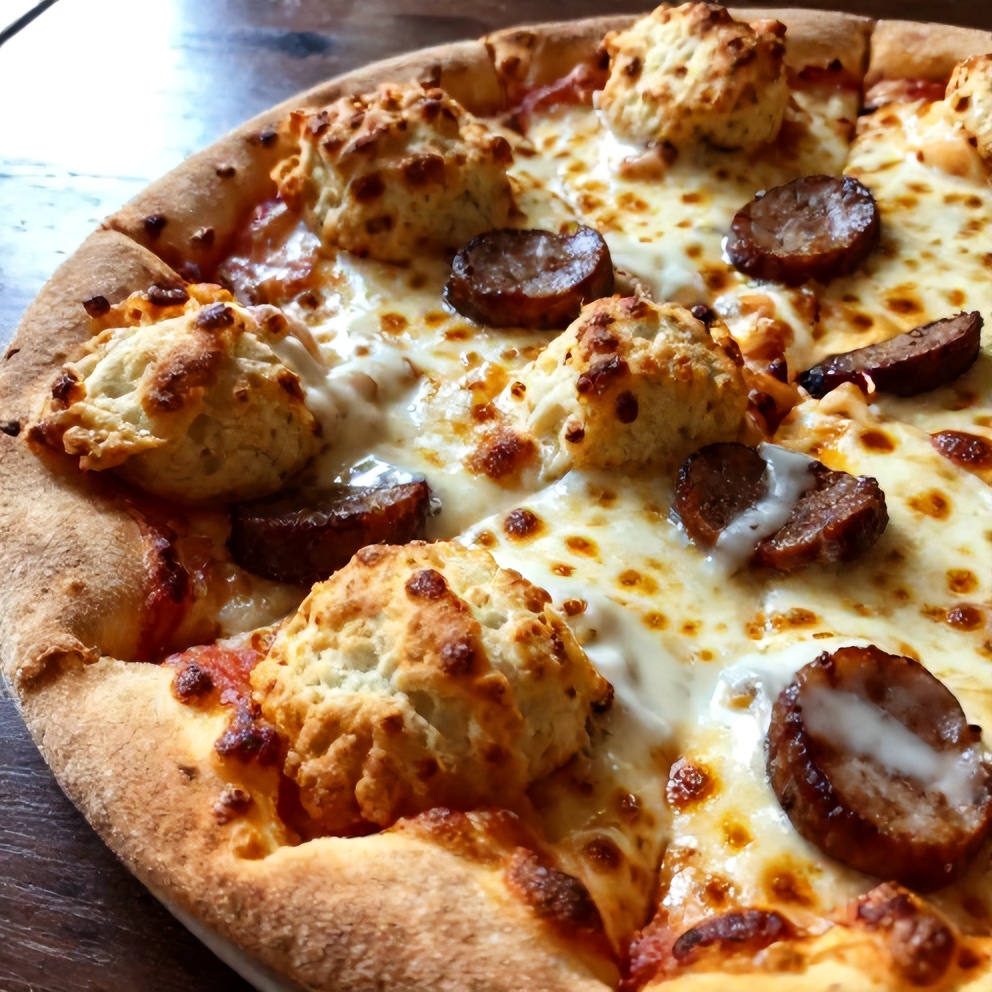 Easy Biscuits and Sausage Gravy Breakfast Pizza