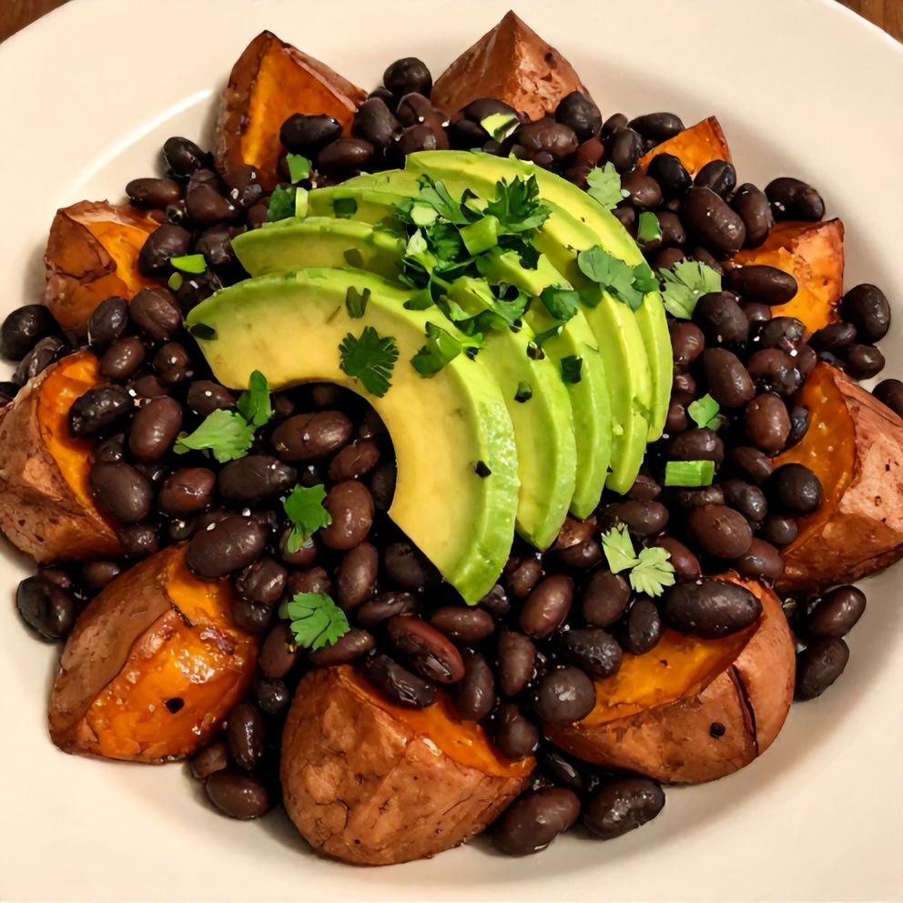 Black Bean Stuffed Sweet Potatoes ready to serve