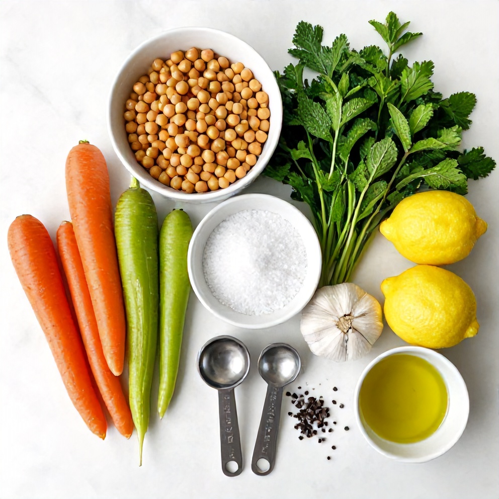 Raw Ingredients for Carrot Chickpea Salad