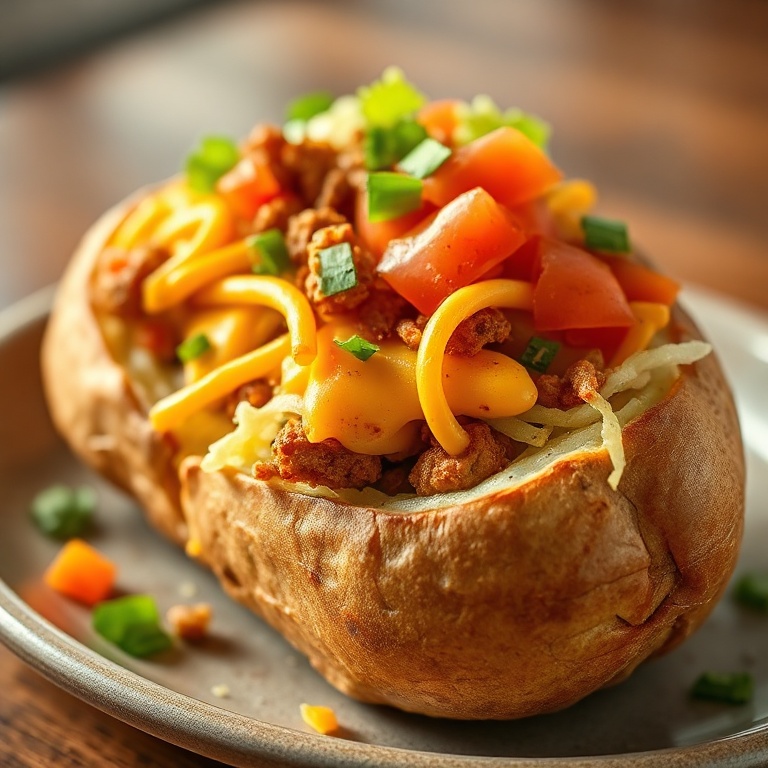 Easy Cheesy Taco Stuffed Potatoes
