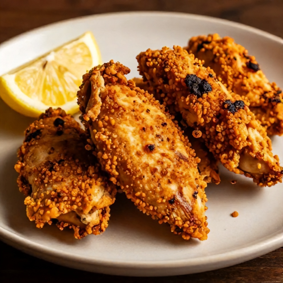 Plated Chicken Shawarma with lemon wedge