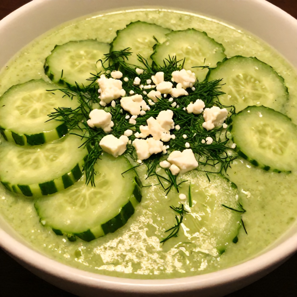 Plated Chilled Cucumber Avocado Soup