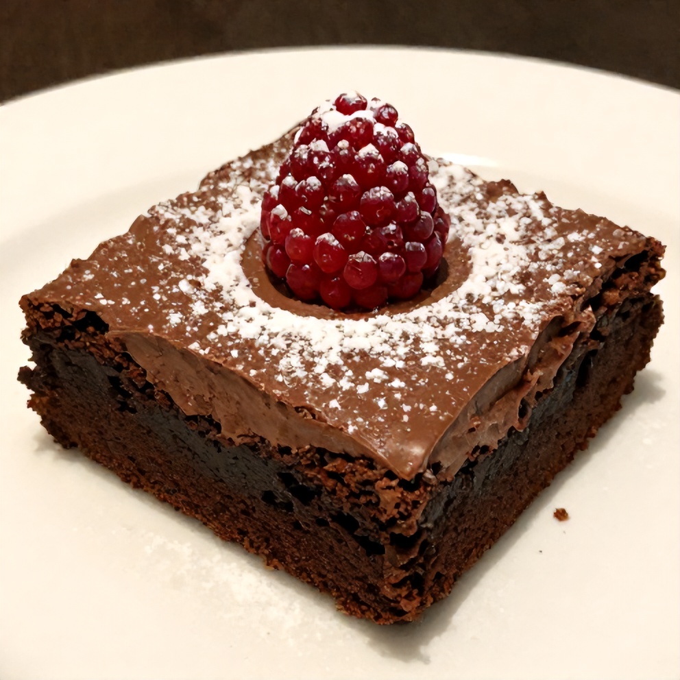 Plated serving of Easy Chocolate Mousse Brownies