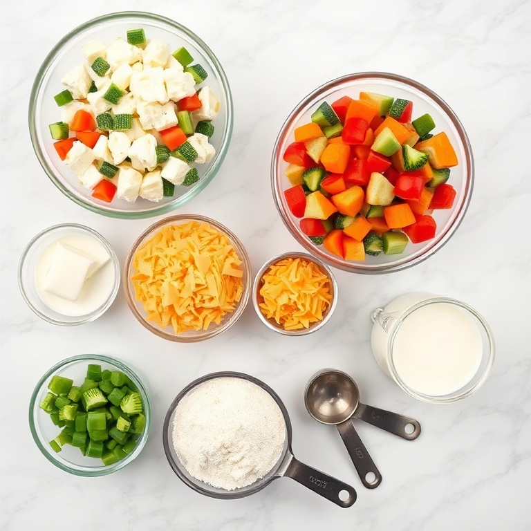 Ingredients for Easy Cottage Cheese Veggie Bake for Healthy Dinner