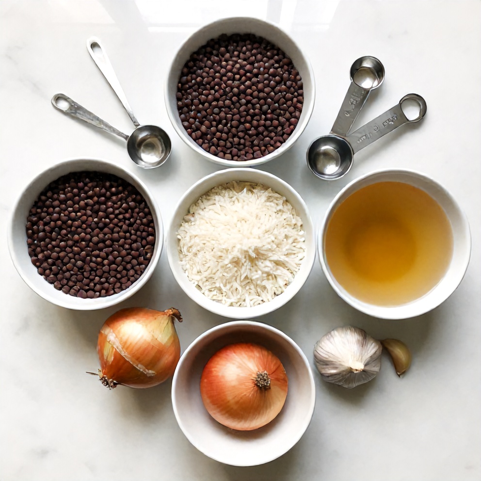 Mujadara Ingredients Flat Lay