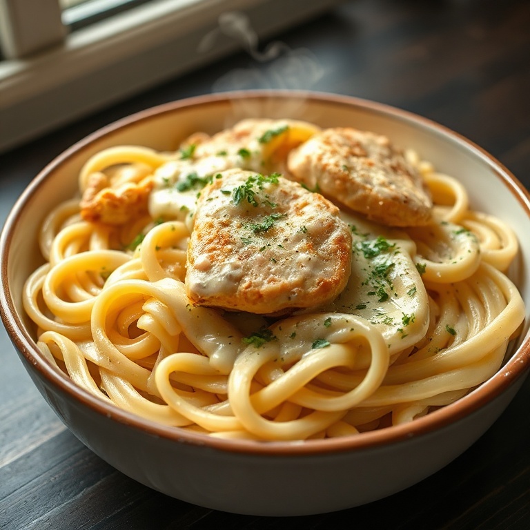 easy creamy garlic parmesan chicken pasta