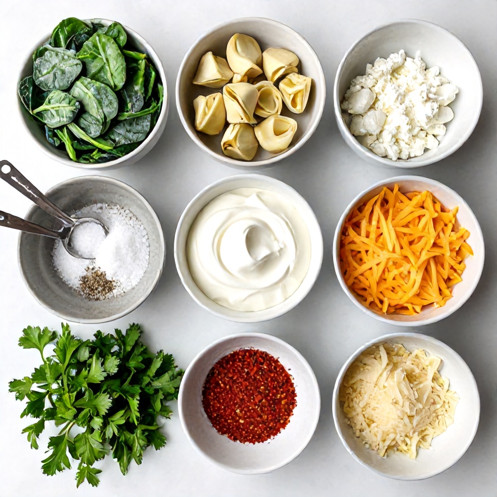 Raw ingredients for Creamy Spinach Artichokes