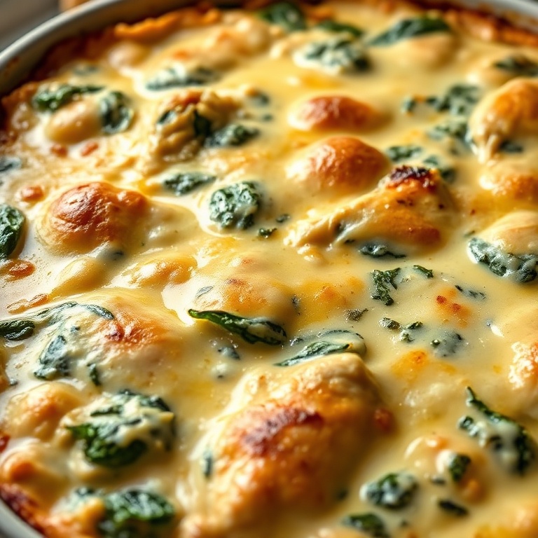 Easy Creamy Spinach Chicken Casserole